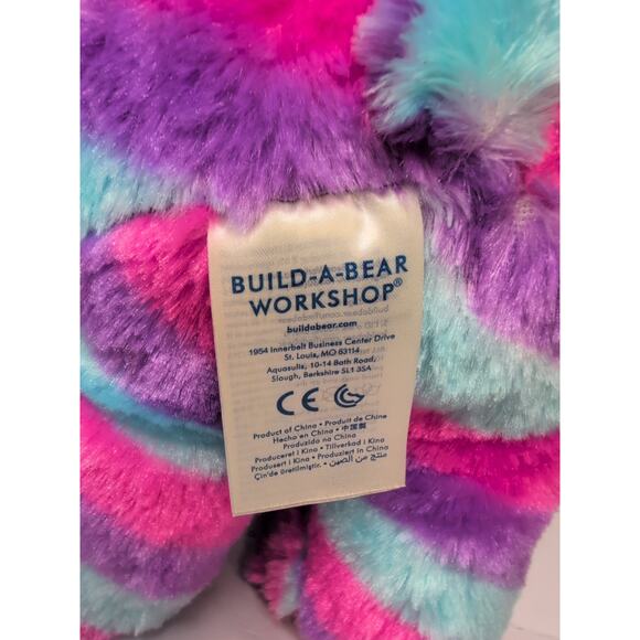 Build A Bear Heartables Panda Plush Pink Blue 16" Purple Striped Large Heart - Picture 6 of 7